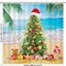 Summer Christmas Tree Shower Curtain Tropical Beach Xmas in July New Year Home Bathtubs Bathroom Curtain Decoration Set 12 Hooks Washable Durable Polyester Fabric 72" x 72"